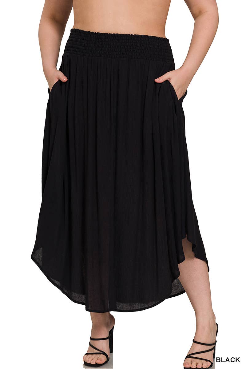 .0225 Plus Smocked Waist Side Slit Maxi Skirt with - Adult & Kids T-Shirts, Sweatshirts & Hoodies apparel design preview 1