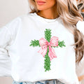 Pink Coquette Bow Boxwood Cross Easter Graphic - Adult & Kids T-Shirts, Sweatshirts & Hoodies apparel design preview 1