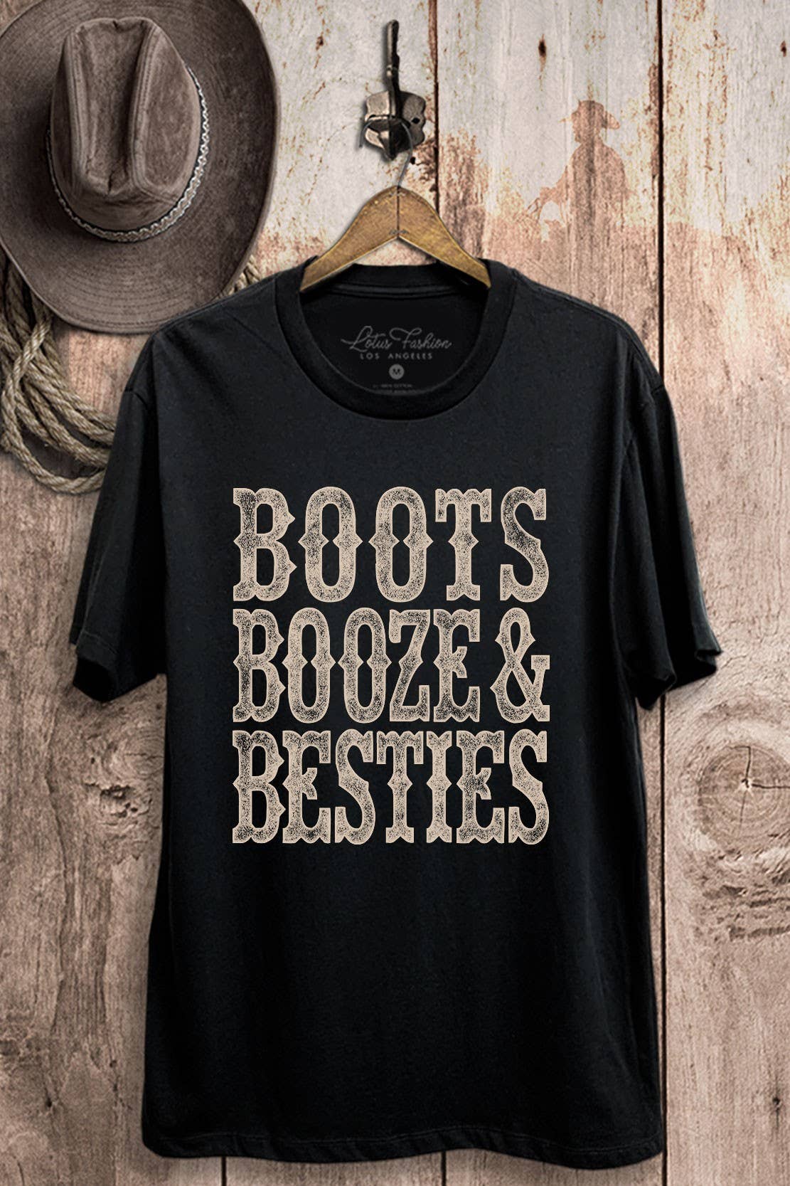 Boots Booze and Besties Graphic Top - Adult & Kids T-Shirts, Sweatshirts & Hoodies apparel design preview 1