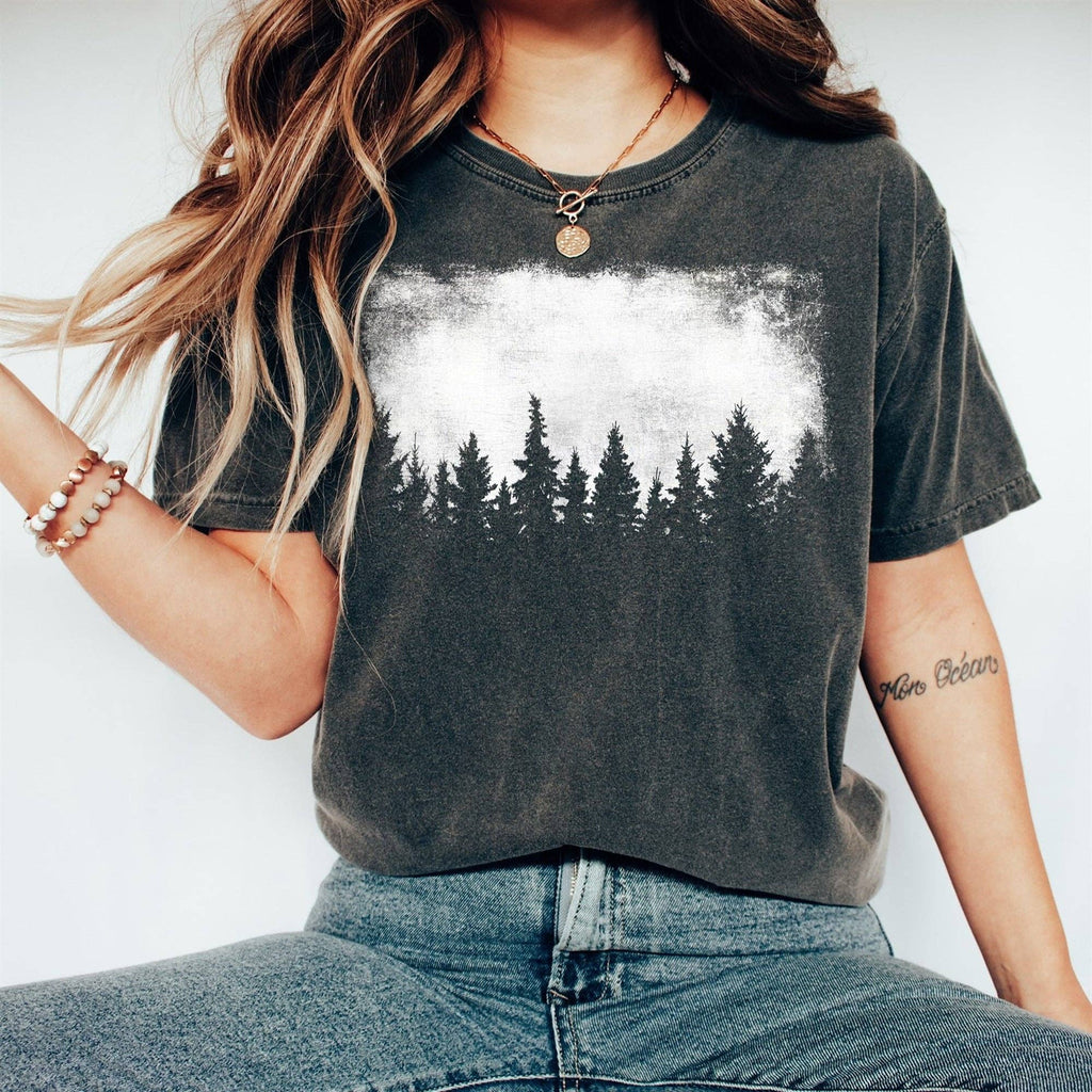 Vintage Nature Pine Forest Silhouette - Adult & Kids T-Shirts, Sweatshirts & Hoodies apparel design preview 1