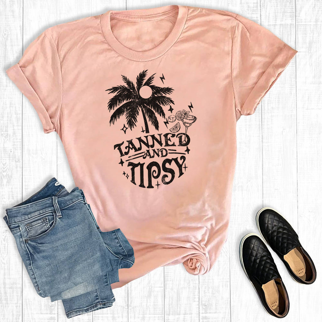 Retro Funny Tanned and Tipsy Graphic - Adult & Kids T-Shirts, Sweatshirts & Hoodies apparel design preview 1