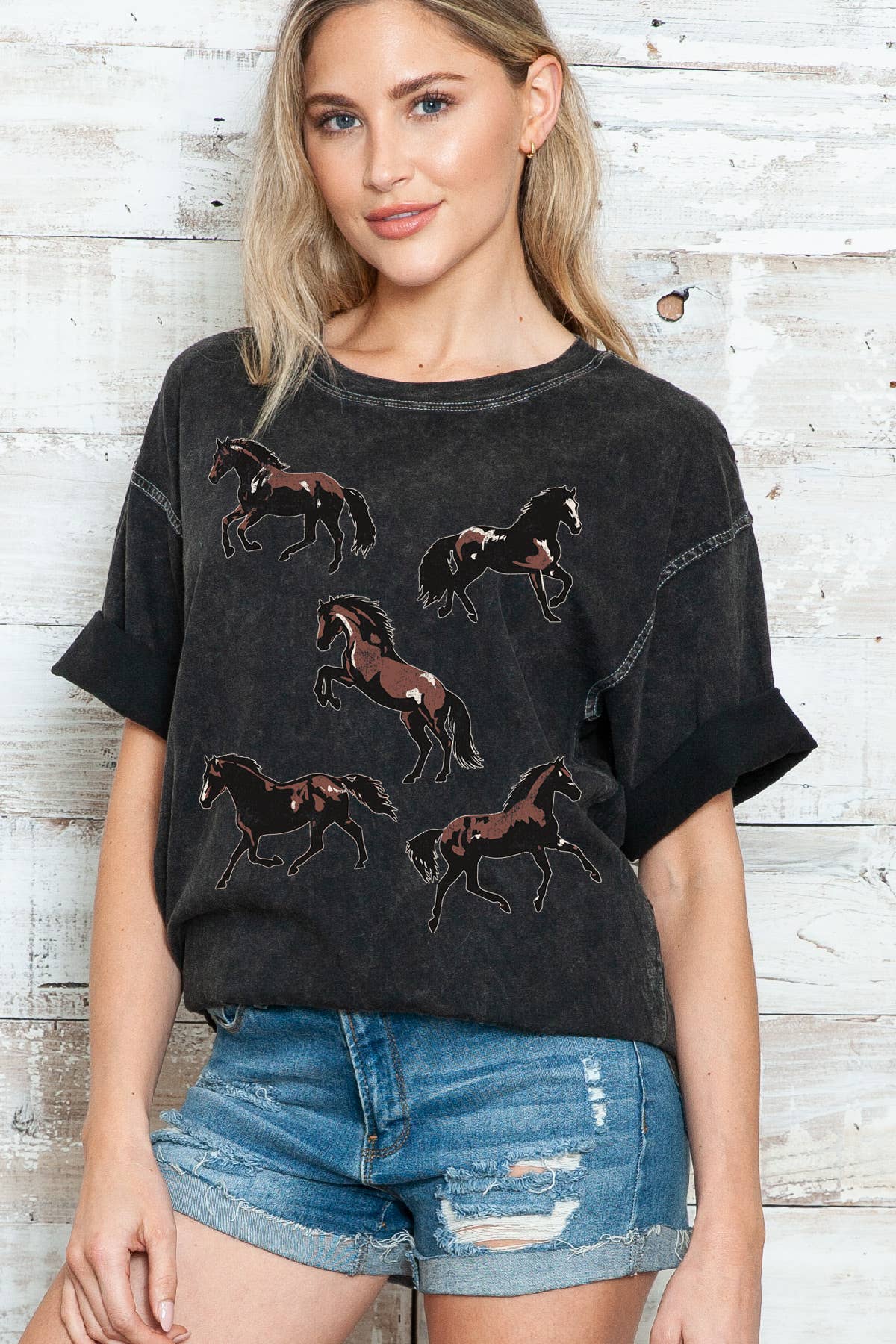 Women Horse Graphic Print Mineral Oversize Top - Adult & Kids T-Shirts, Sweatshirts & Hoodies apparel design preview 1