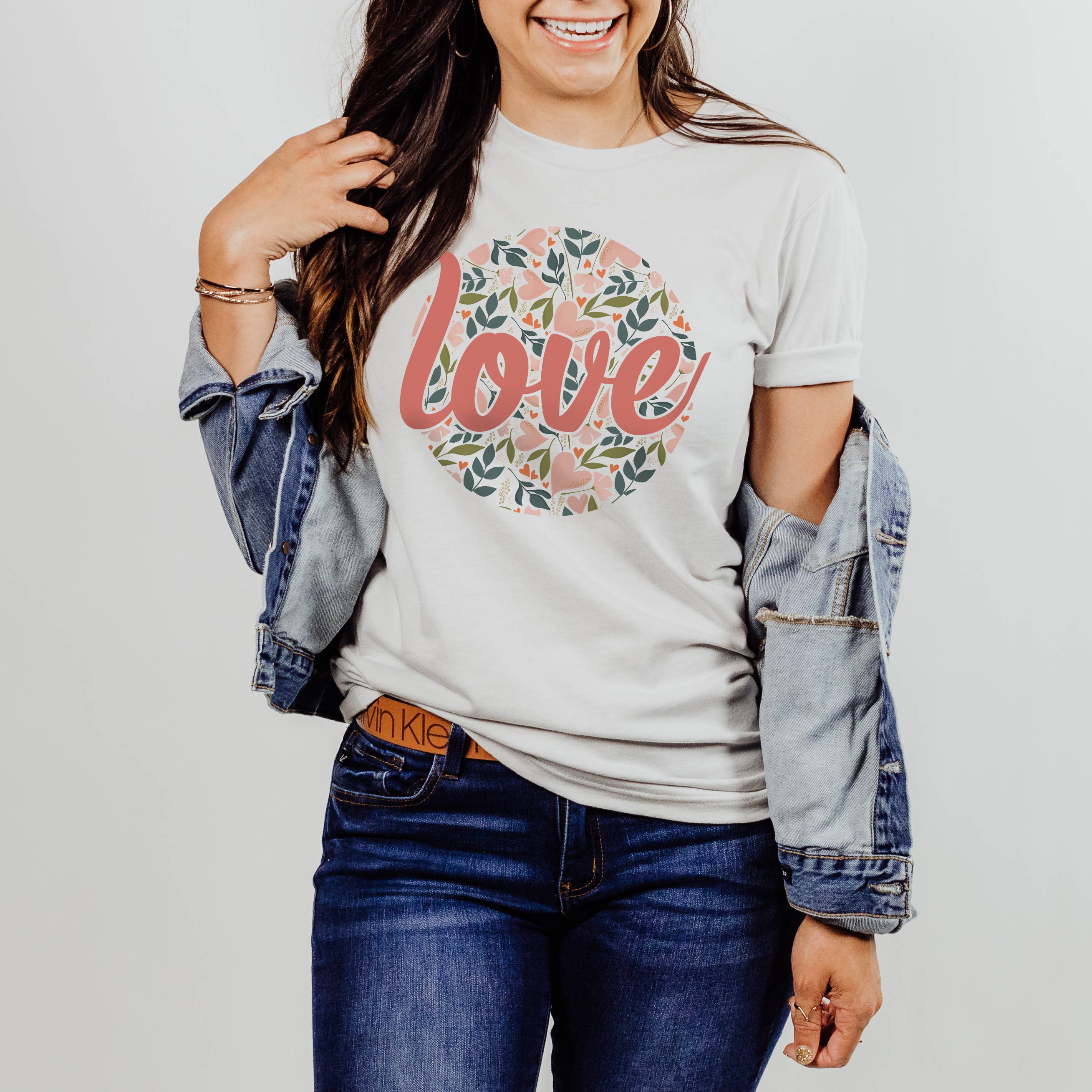 Love Floral Circle Valentine's Day Sizes XS-2XL - Adult & Kids T-Shirts, Sweatshirts & Hoodies apparel design preview 1