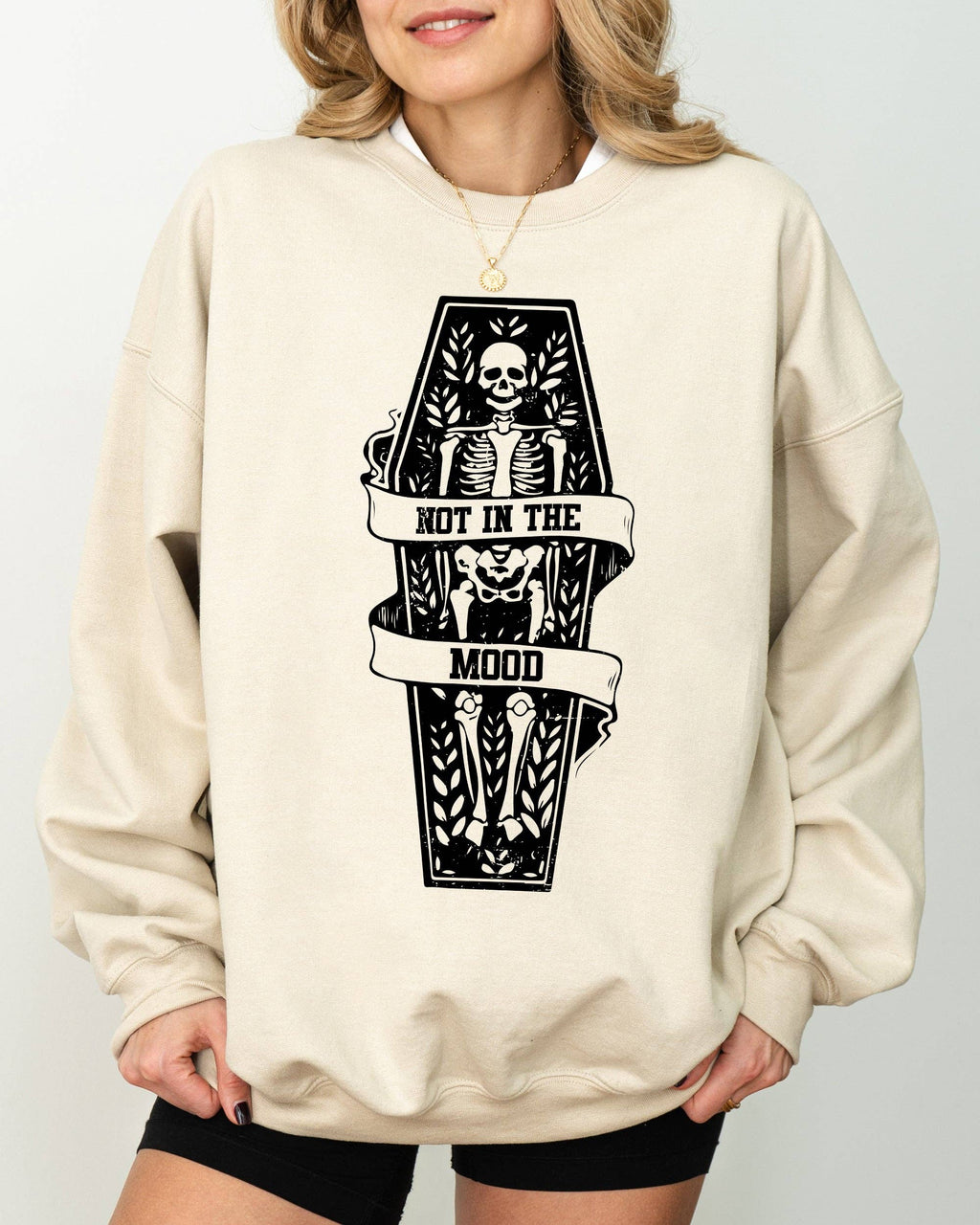 Not in the Mood, Coffin Skull Skeleton Halloween - Adult & Kids T-Shirts, Sweatshirts & Hoodies apparel design preview 1