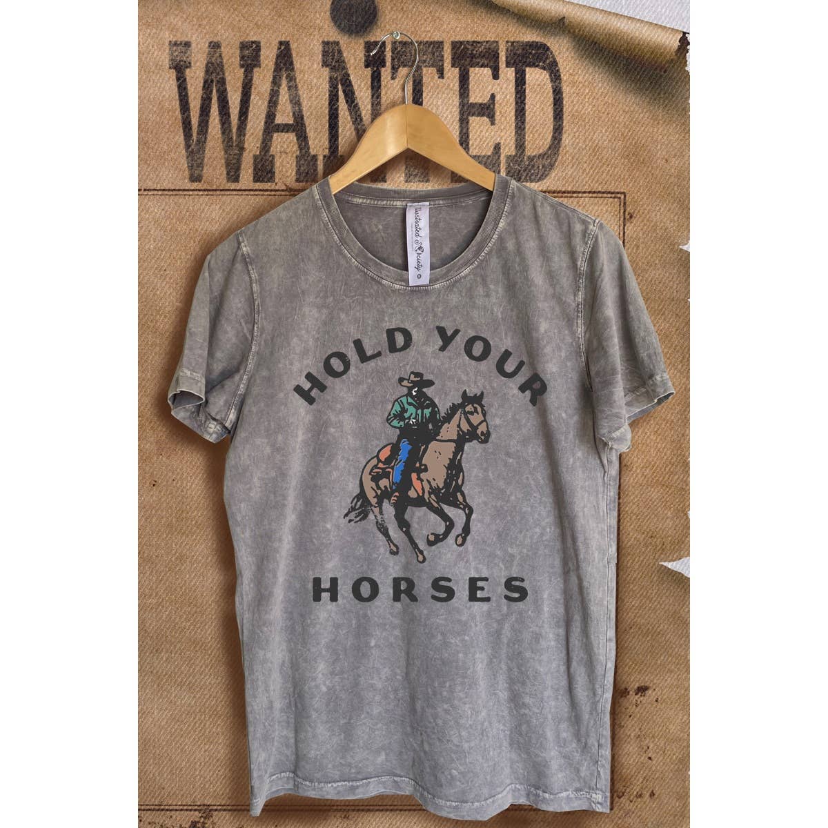 Hold Your Horses Weatern Vintage Mineral Wash Graphic - Adult & Kids T-Shirts, Sweatshirts & Hoodies apparel design preview 1