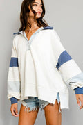T2004 French Terry Knit Color-Block Collared Loose - Adult & Kids T-Shirts, Sweatshirts & Hoodies apparel design preview 1