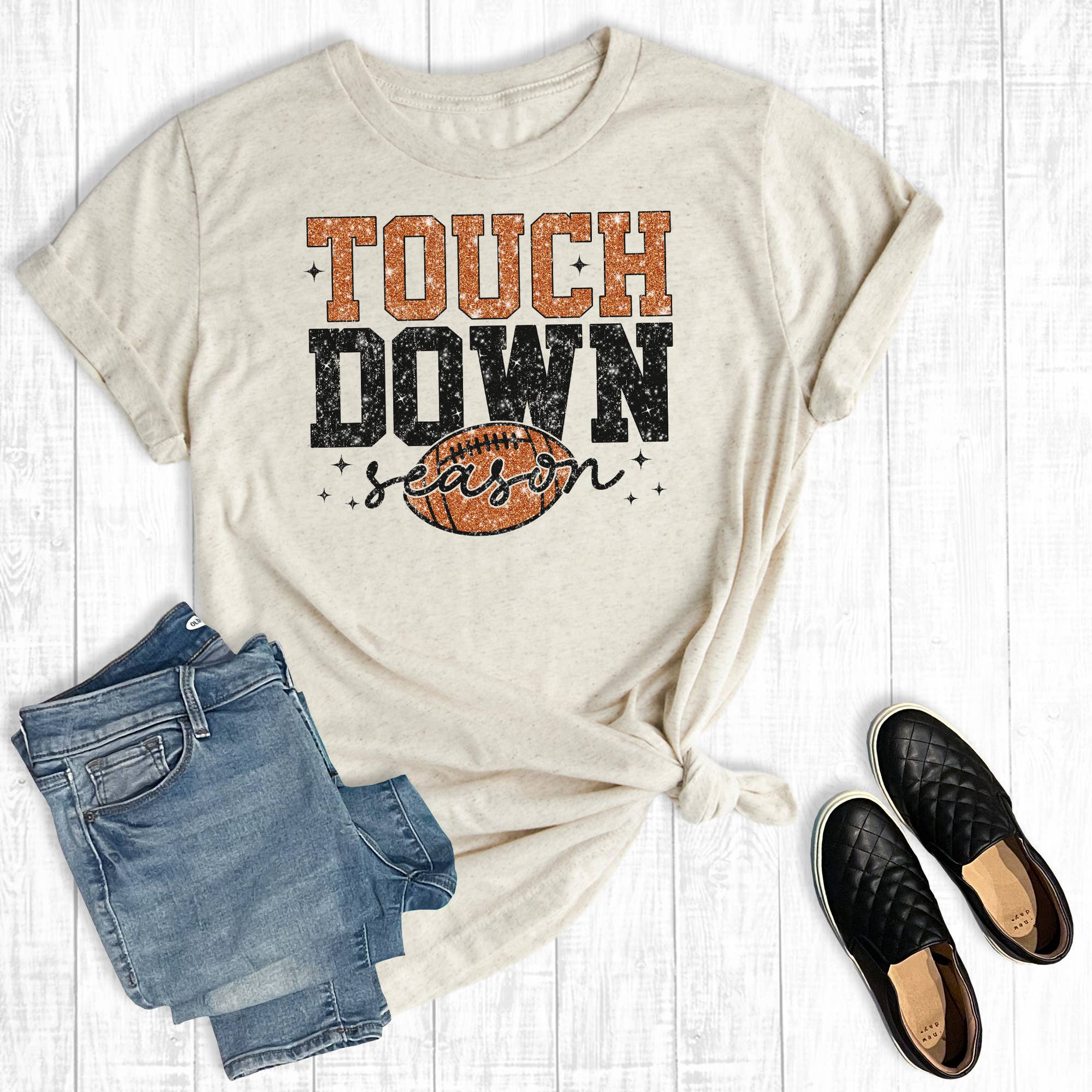 Football Touchdown Season Faux Glitter Graphic - Adult & Kids T-Shirts, Sweatshirts & Hoodies apparel design preview 1