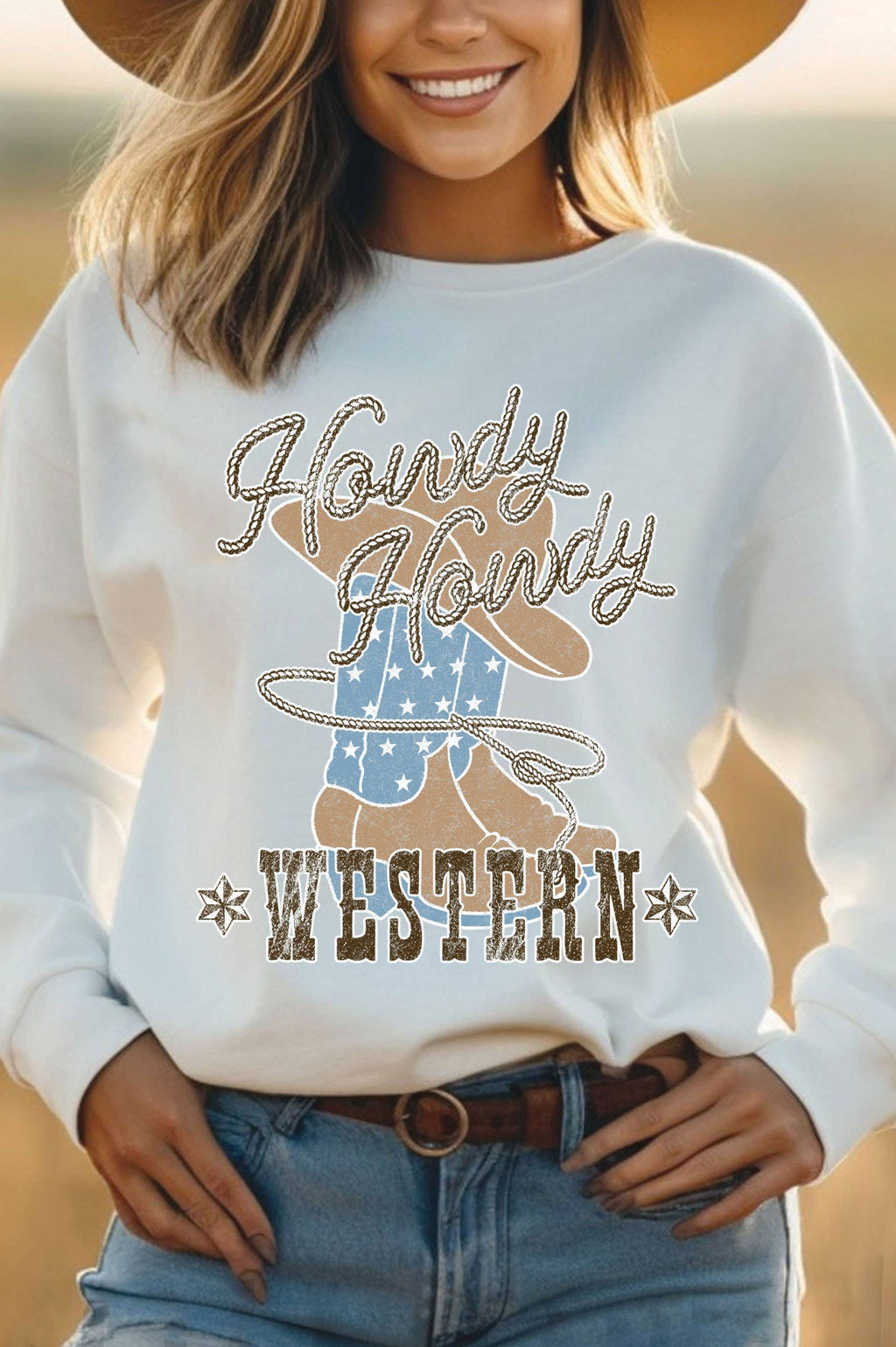Howdy Western Boots Graphic Brushed - Adult & Kids T-Shirts, Sweatshirts & Hoodies apparel design preview 1