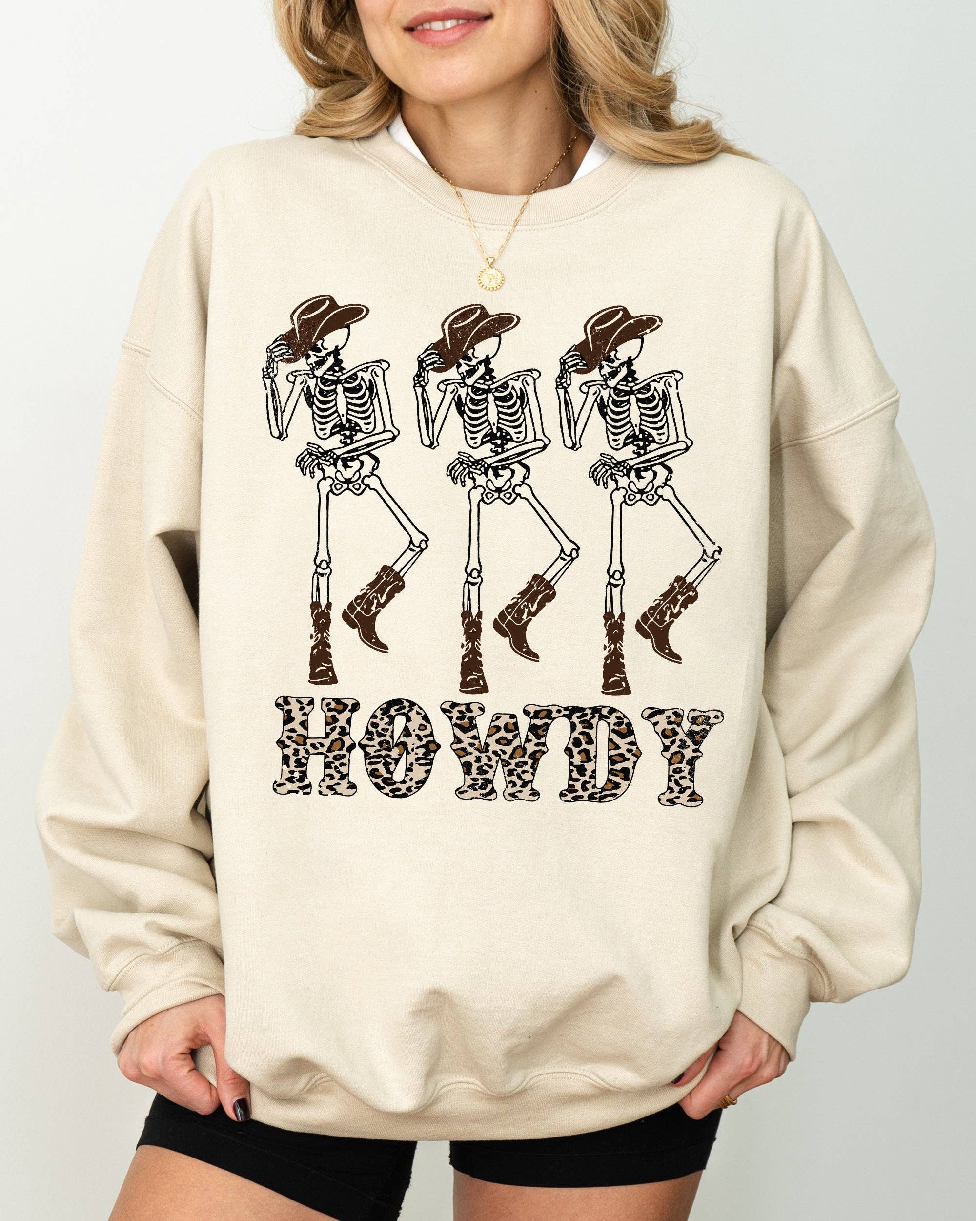 Howdy, Cowboy, Western, Ghost, Skeleton Halloween - Adult & Kids T-Shirts, Sweatshirts & Hoodies apparel design preview 1