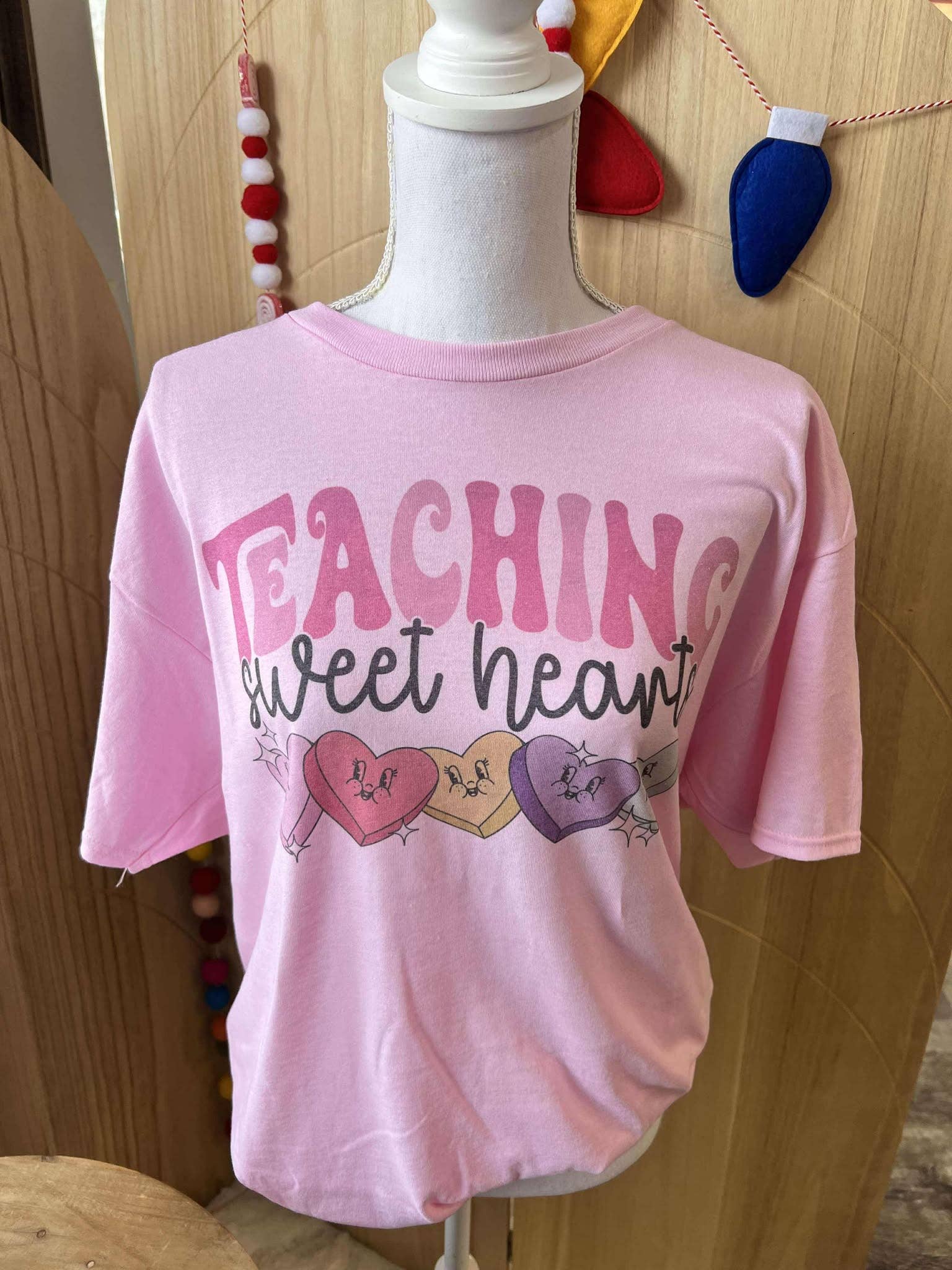 Teaching Sweethearts Valentine On Pink - Adult & Kids T-Shirts, Sweatshirts & Hoodies apparel design preview 1