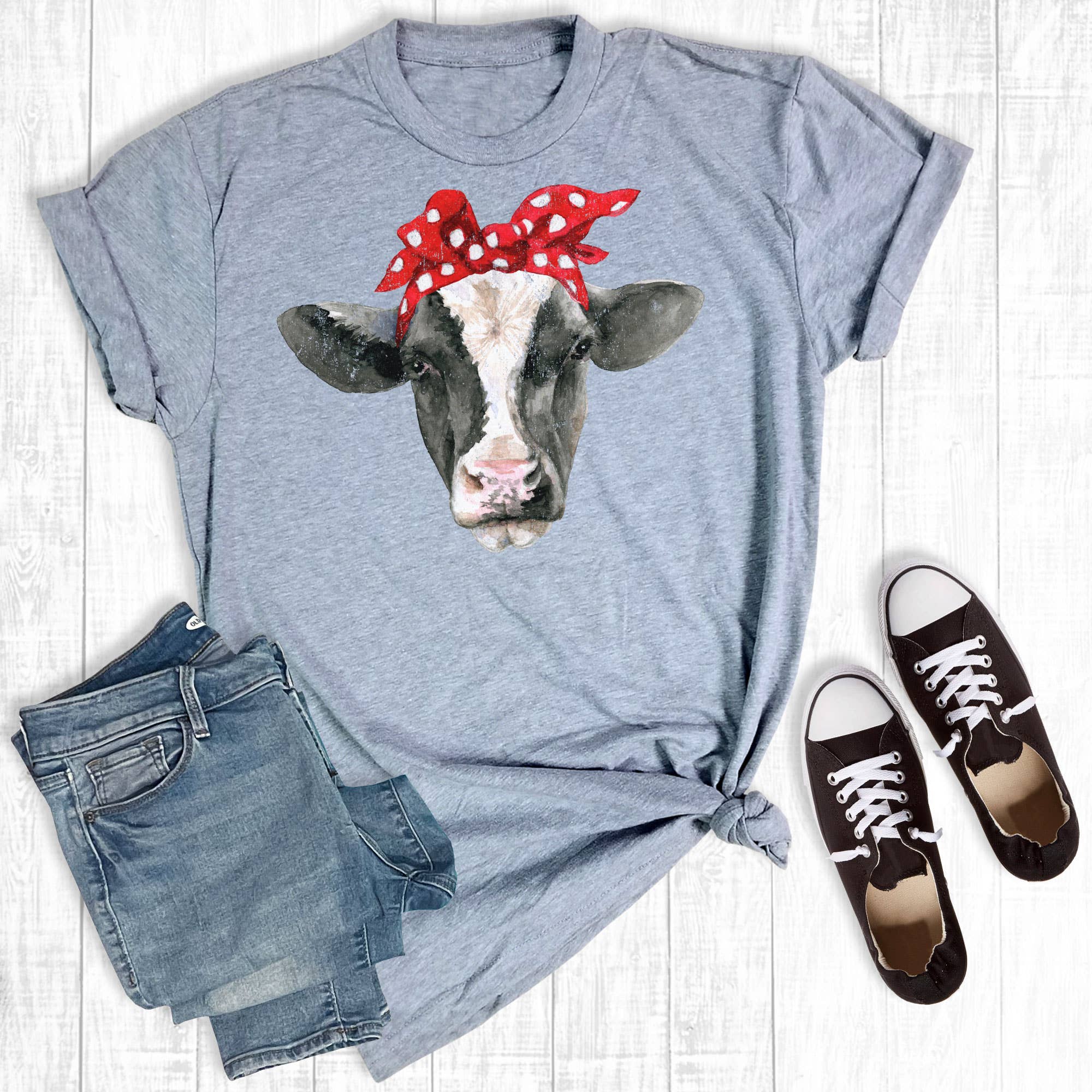 Watercolor Cow Bandana - Adult & Kids T-Shirts, Sweatshirts & Hoodies apparel design preview 1
