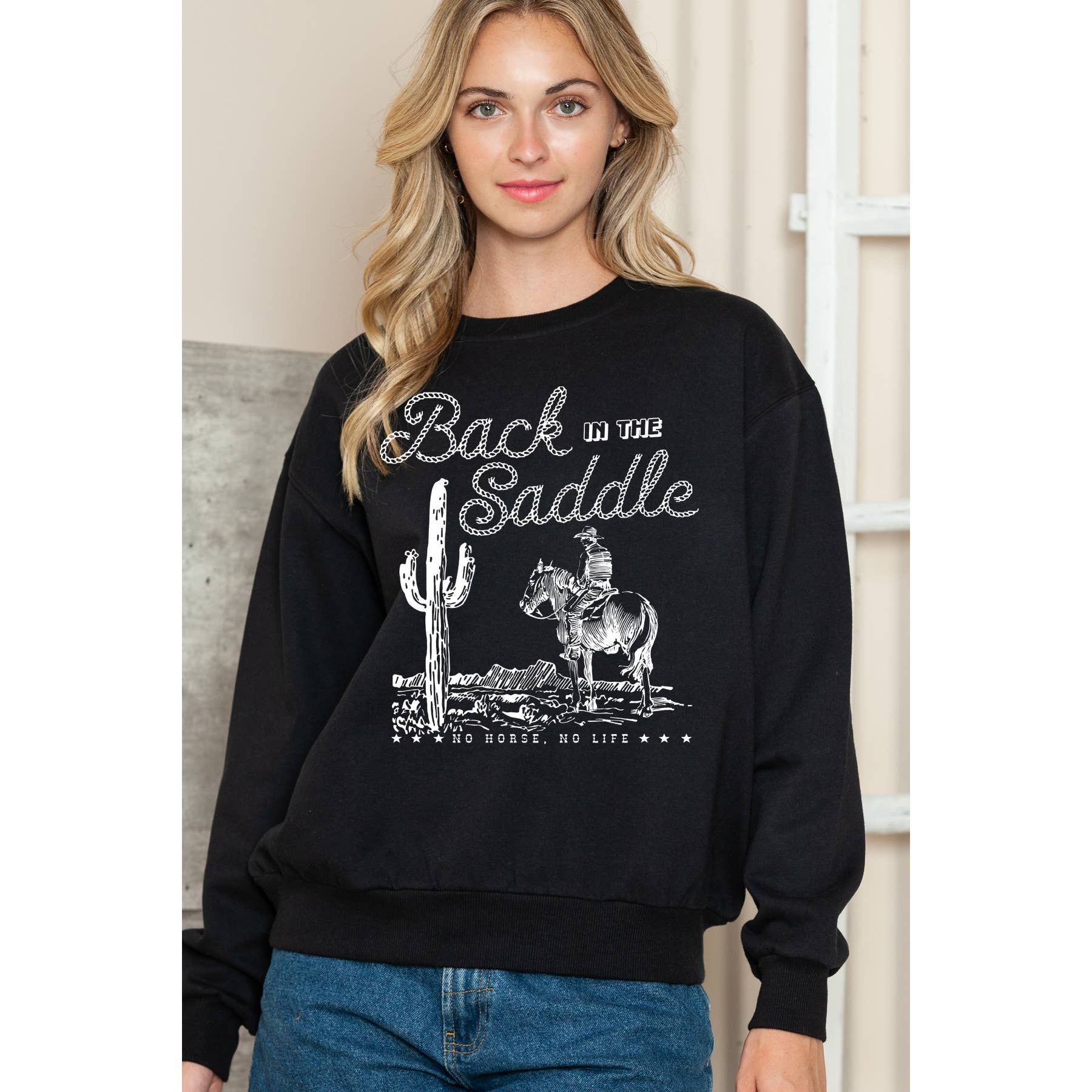 Back in the Saddle Crewneck Sweater - Adult & Kids T-Shirts, Sweatshirts & Hoodies apparel design preview 1