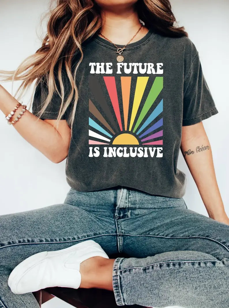 The Future Is Inclusive Social Justice - Adult & Kids T-Shirts, Sweatshirts & Hoodies apparel design preview 1