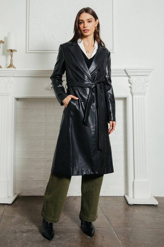 Faux Leather Belted Coat - Adult & Kids T-Shirts, Sweatshirts & Hoodies apparel design preview 1