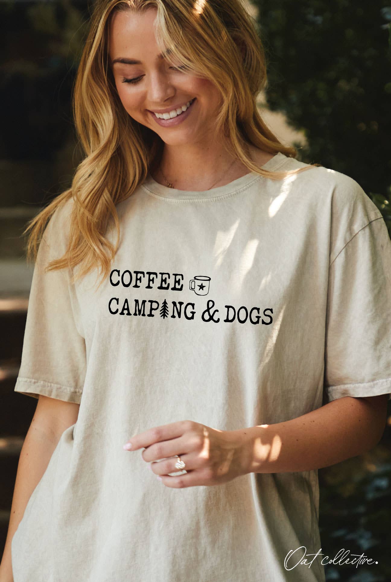 Coffee Camping and Dogs Oversized Graphic Top - Adult & Kids T-Shirts, Sweatshirts & Hoodies apparel design preview 1
