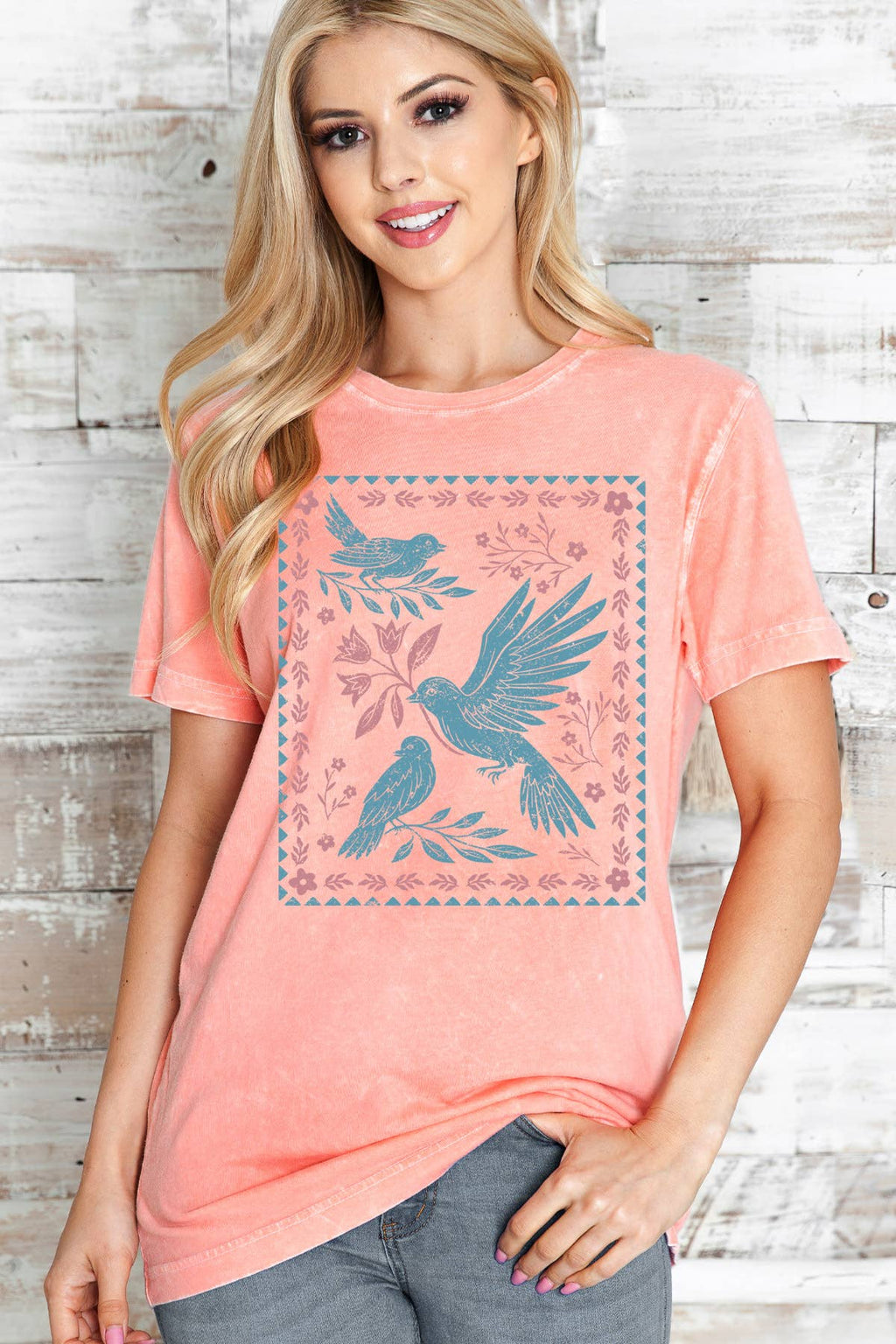 Women Bird Graphic Print Mineral Wash Top - Adult & Kids T-Shirts, Sweatshirts & Hoodies apparel design preview 1