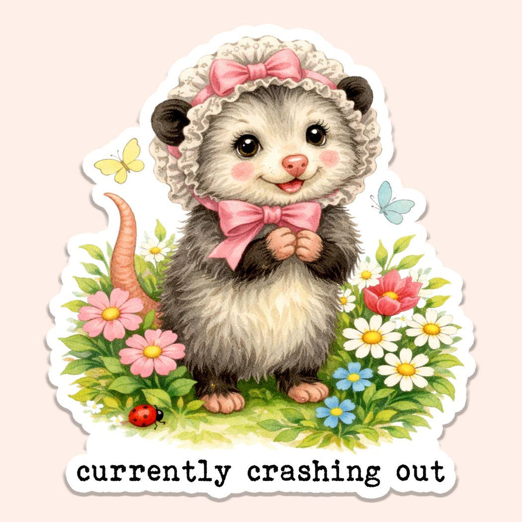 Crashing Out Sticker Decal, Funny Possum Crash - Adult & Kids T-Shirts, Sweatshirts & Hoodies apparel design preview 1