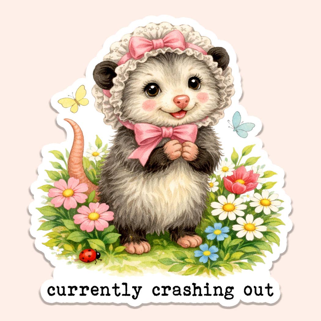Crashing Out Sticker Decal, Funny Possum Crash - Adult & Kids T-Shirts, Sweatshirts & Hoodies apparel design preview 1