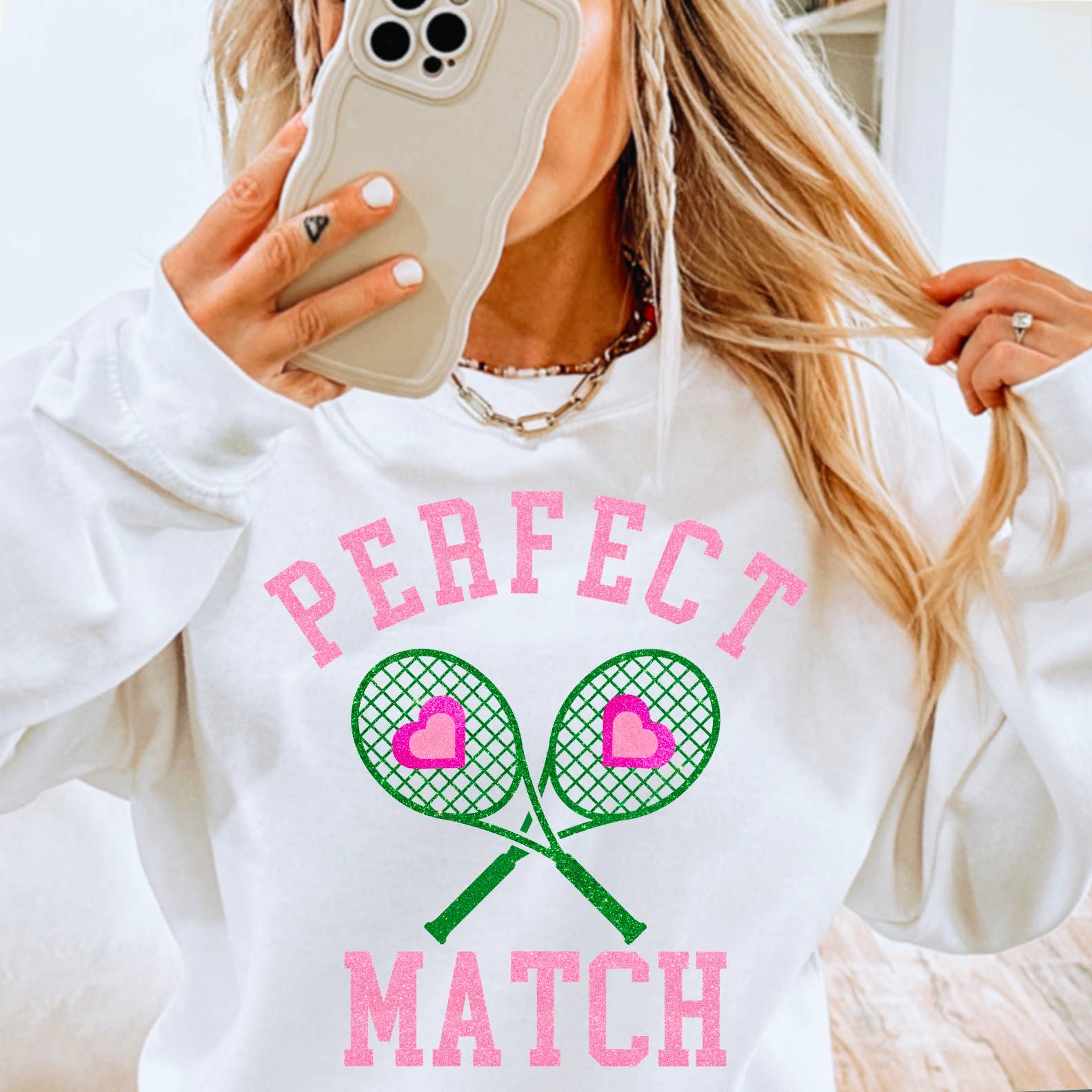 Perfect Match Valentine Graphic Crewneck - Adult & Kids T-Shirts, Sweatshirts & Hoodies apparel design preview 1