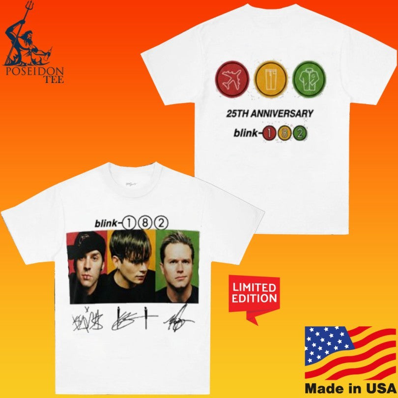 Blink-182 25th Anniversary 2026 Signature - Adult & Kids T-Shirts, Sweatshirts & Hoodies apparel design preview 1