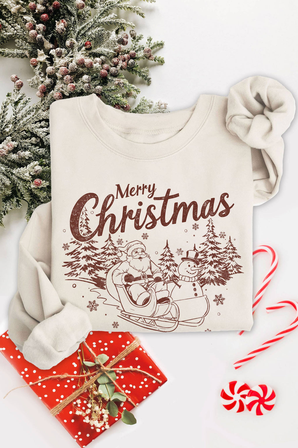 Merry Christmas Santa Graphic Brushed - Adult & Kids T-Shirts, Sweatshirts & Hoodies apparel design preview 1