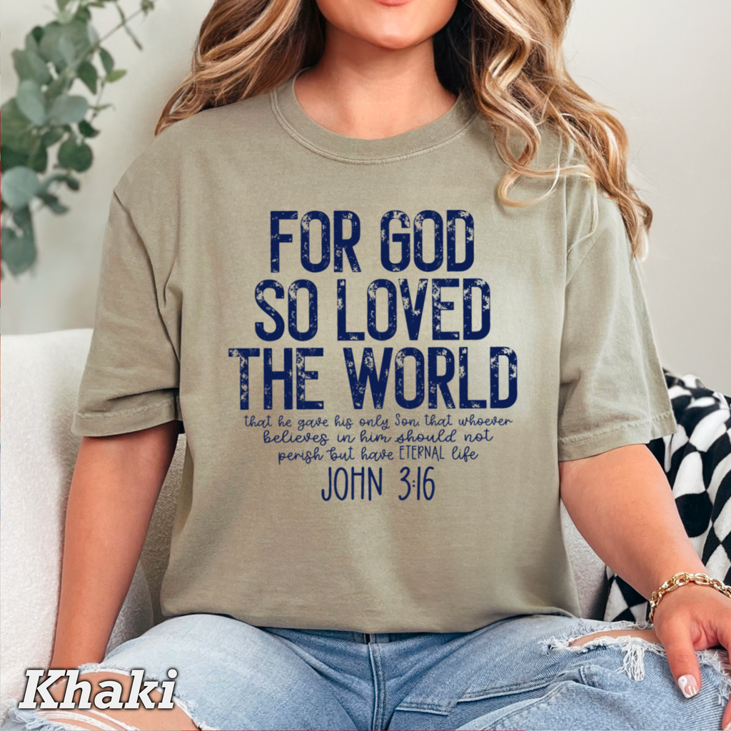 John 3:16 Christian Graphic Comfort Color - Adult & Kids T-Shirts, Sweatshirts & Hoodies apparel design preview 1