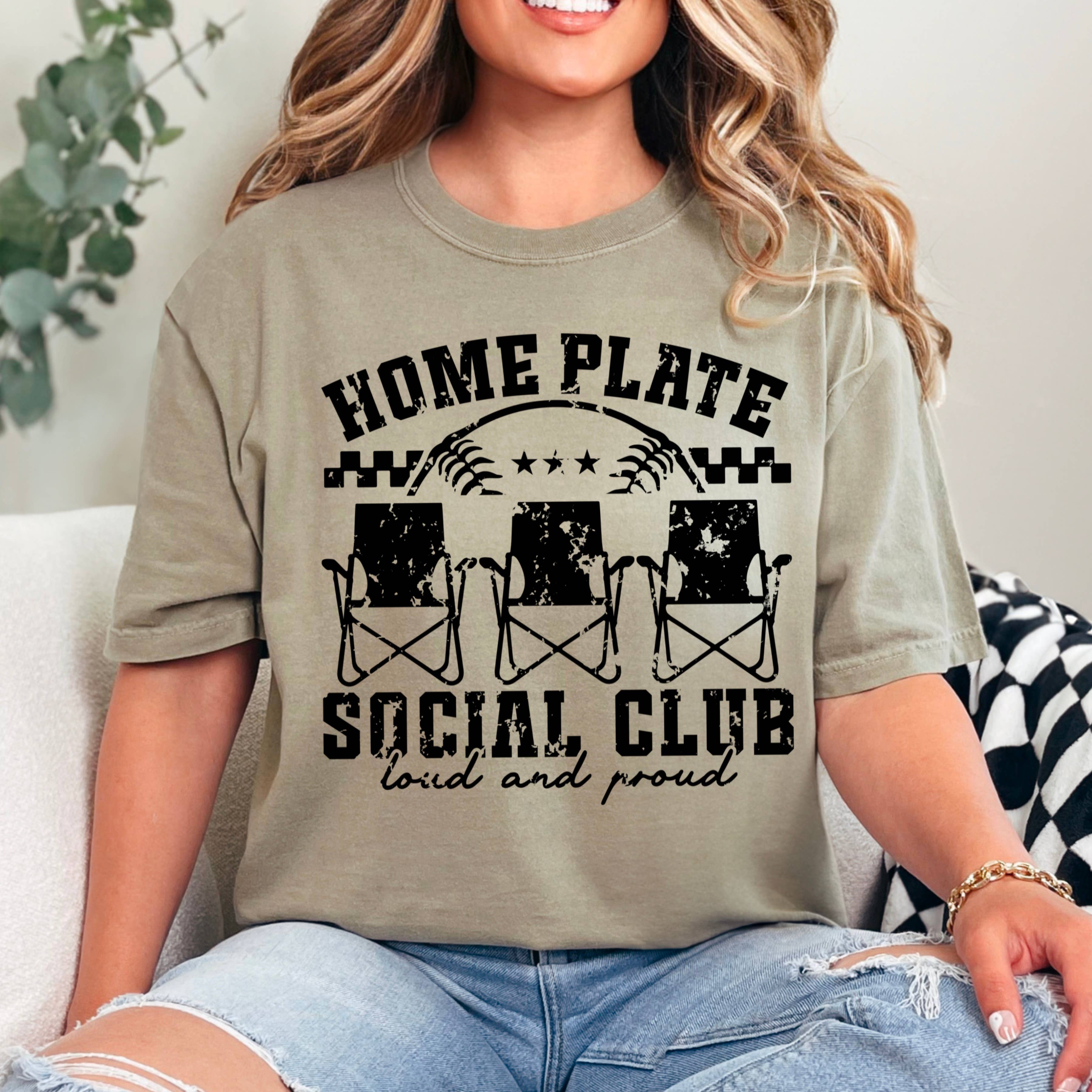 Home Plate Social Club Baseball Graphic Comfort Color - Adult & Kids T-Shirts, Sweatshirts & Hoodies apparel design preview 1