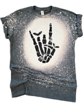 Rocker Skeleton Hand Bats Halloween Bleached - Adult & Kids T-Shirts, Sweatshirts & Hoodies apparel design preview 1