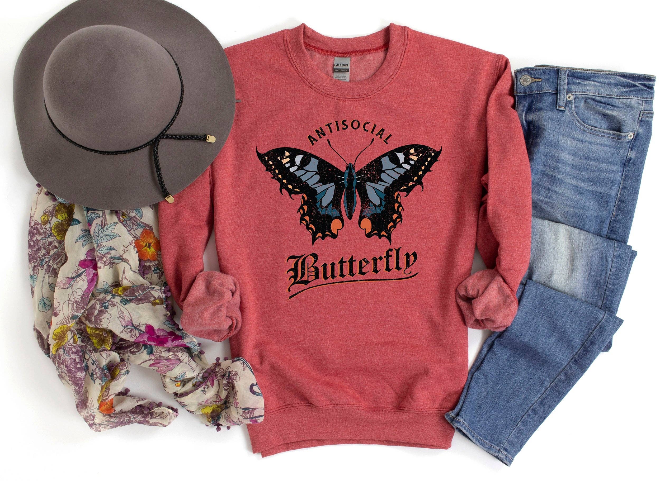 Anti Social Butterfly - Adult & Kids T-Shirts, Sweatshirts & Hoodies apparel design preview 1
