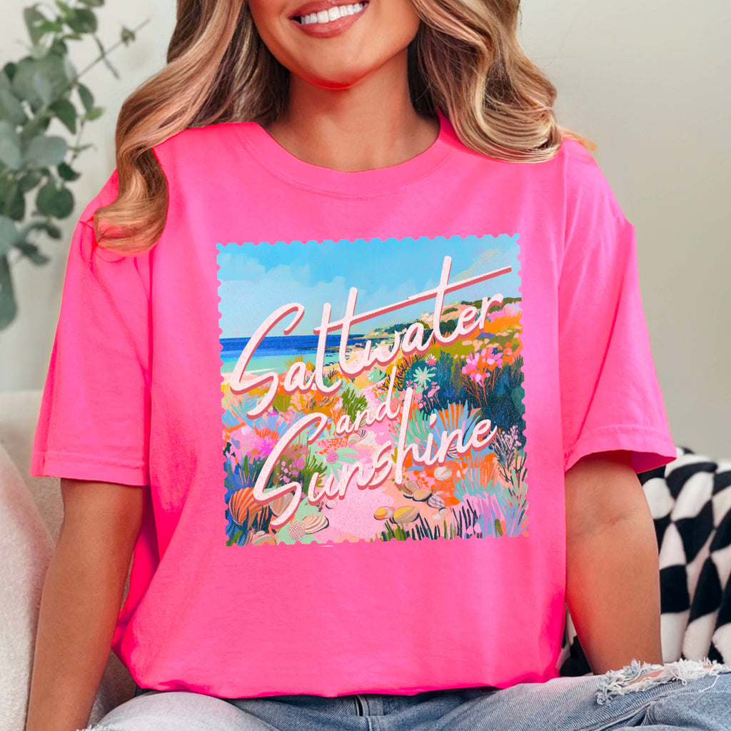 Saltwater Sun Graphic Summer 2025 Comfort Color - Adult & Kids T-Shirts, Sweatshirts & Hoodies apparel design preview 1