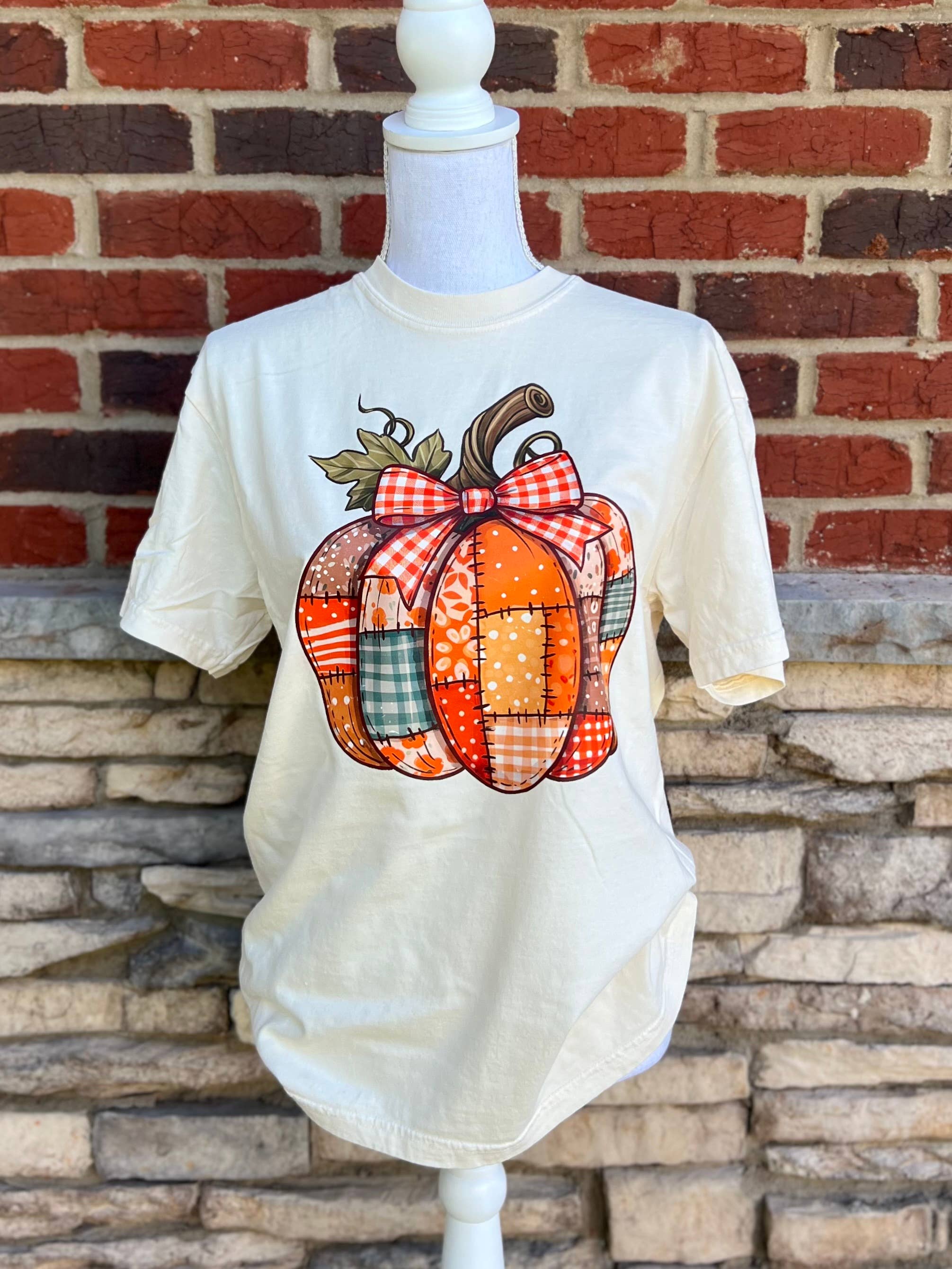 Patchwork Pumpkin On Ivory Cc - Adult & Kids T-Shirts, Sweatshirts & Hoodies apparel design preview 1