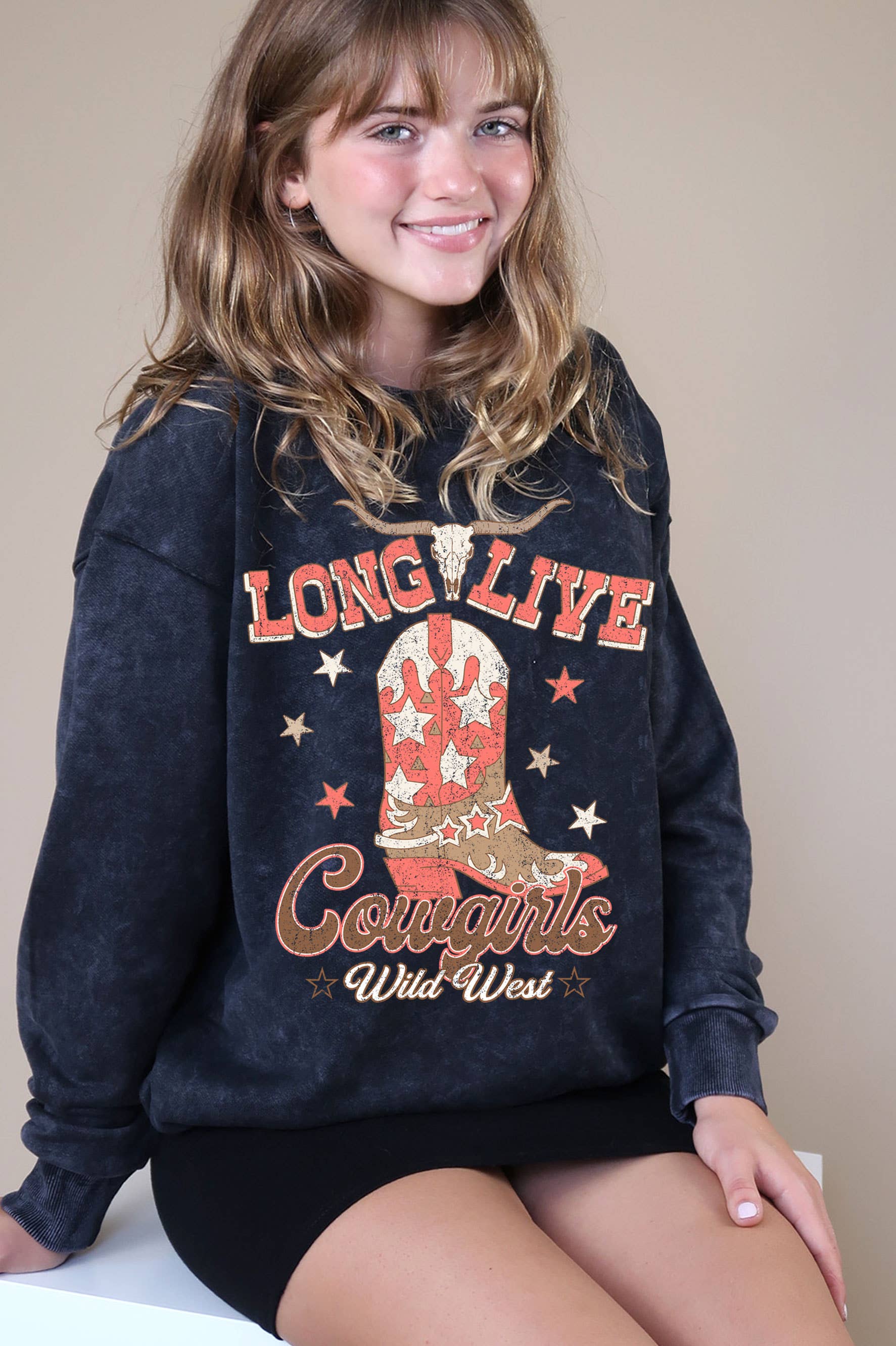 Long Live Cowgirl Boots Mineral Graphic Brushed - Adult & Kids T-Shirts, Sweatshirts & Hoodies apparel design preview 1