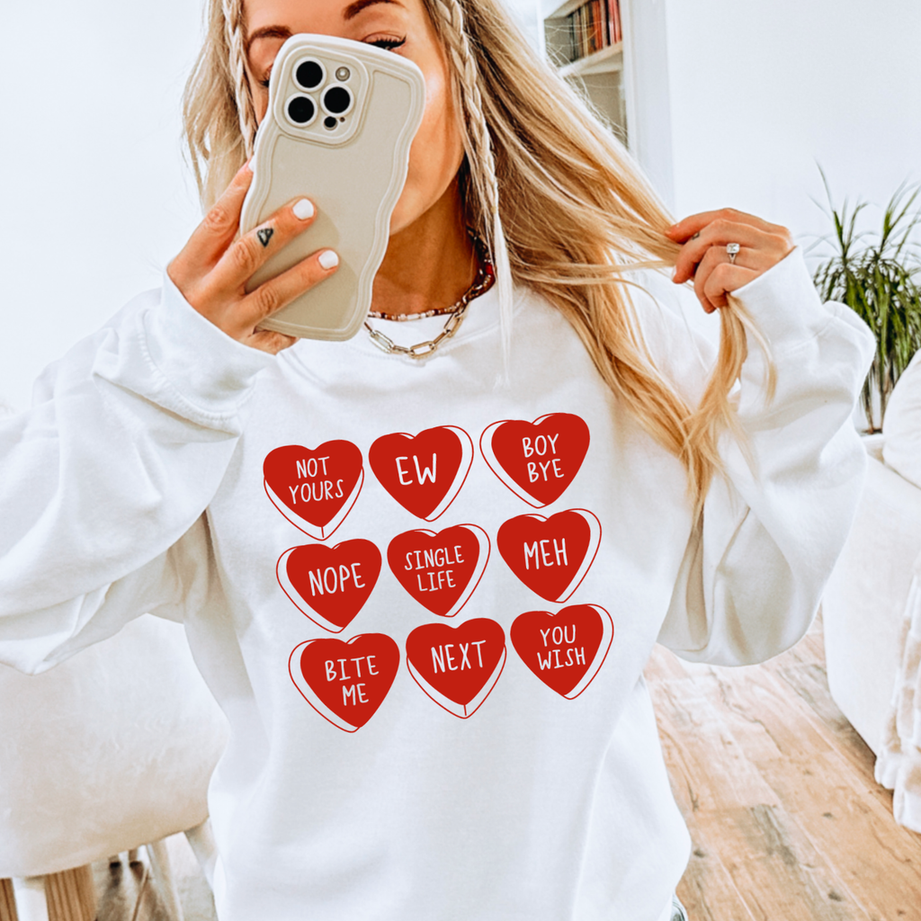 Anti Valentine Preppy Graphic Crewneck - Adult & Kids T-Shirts, Sweatshirts & Hoodies apparel design preview 1