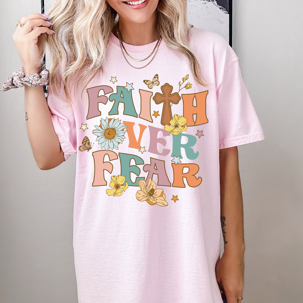 Faith Over Fear Religous Graphic - Adult & Kids T-Shirts, Sweatshirts & Hoodies apparel design preview 1