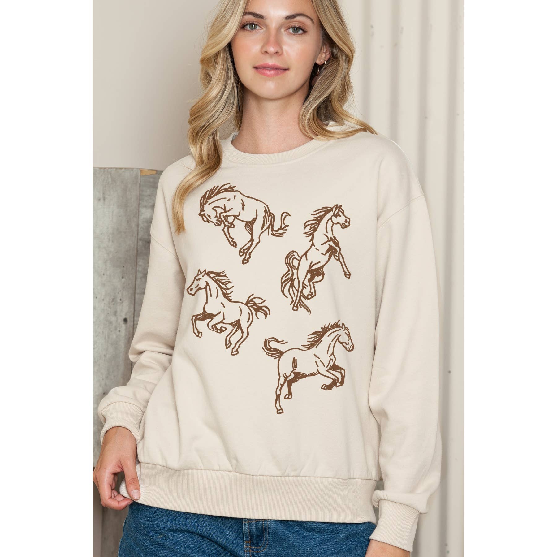 Howdy Horse Crewneck Sweater - Adult & Kids T-Shirts, Sweatshirts & Hoodies apparel design preview 1
