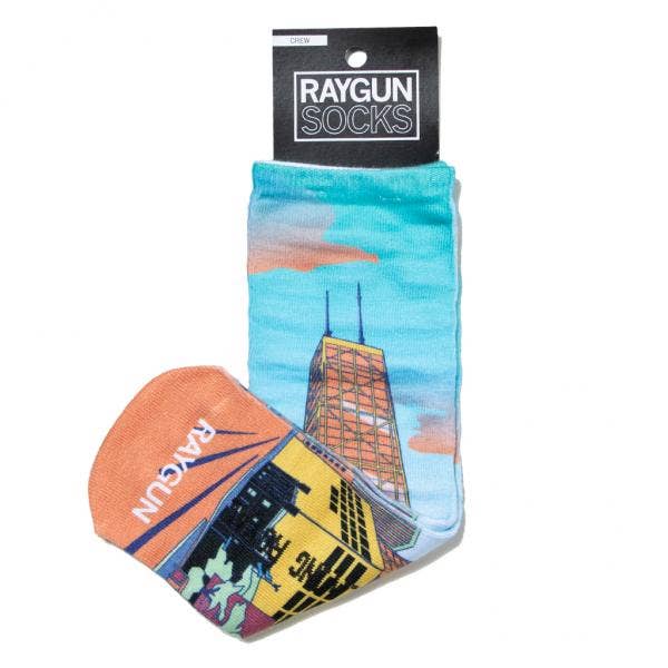 Hancock Building Colorized Socks Orange/Blue - Adult & Kids T-Shirts, Sweatshirts & Hoodies apparel design preview 1