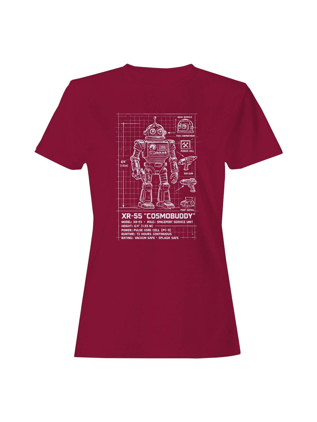 XR-55 "Cosmobuddy" Blueprint Design Women's - Adult & Kids T-Shirts, Sweatshirts & Hoodies apparel design preview 1