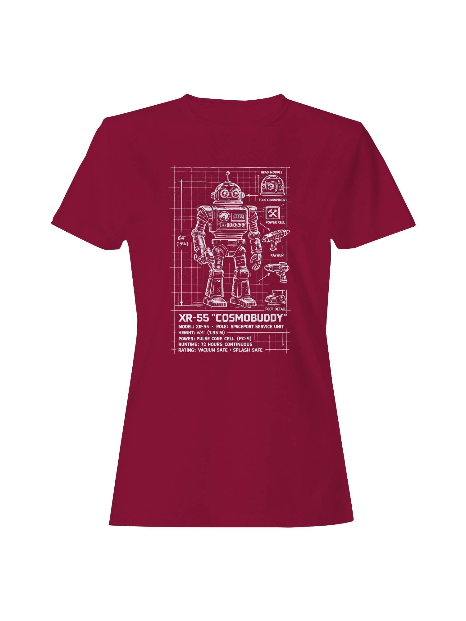 XR-55 "Cosmobuddy" Blueprint Design Women's - Adult & Kids T-Shirts, Sweatshirts & Hoodies apparel design preview 1