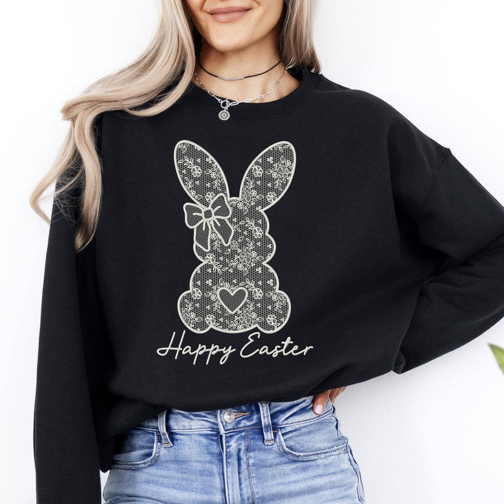 Faux Lace Bunny, Coquette, Happy Easter, Rabbit - Adult & Kids T-Shirts, Sweatshirts & Hoodies apparel design preview 1