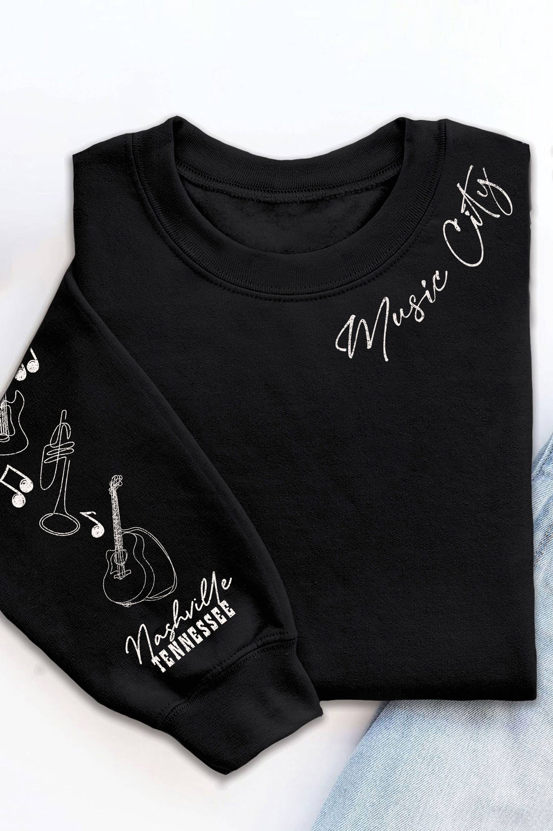 Nashville Music City Puff Graphic Brushed - Adult & Kids T-Shirts, Sweatshirts & Hoodies apparel design preview 1