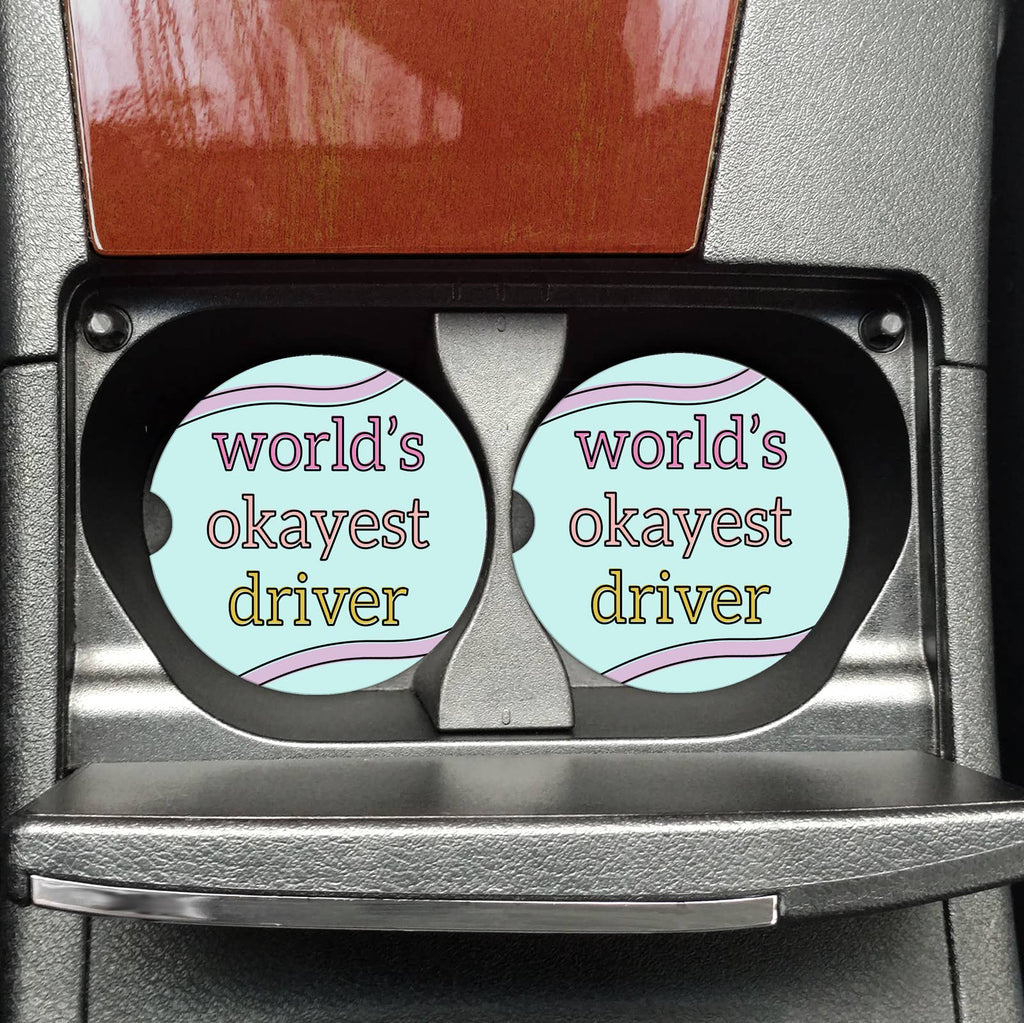 World's Okayest Driver Funny Car Coasters, New - Adult & Kids T-Shirts, Sweatshirts & Hoodies apparel design preview 1