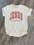 Jesus Is the Reason For Season (with Holly) On Cream - Adult & Kids T-Shirts, Sweatshirts & Hoodies apparel design preview 1