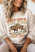 Stay Wild Roam Free Buffalo Graphic Brushed - Adult & Kids T-Shirts, Sweatshirts & Hoodies apparel design preview 1