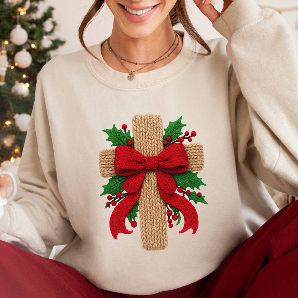 Faux Yarn Christmas Cross - Adult & Kids T-Shirts, Sweatshirts & Hoodies apparel design preview 1