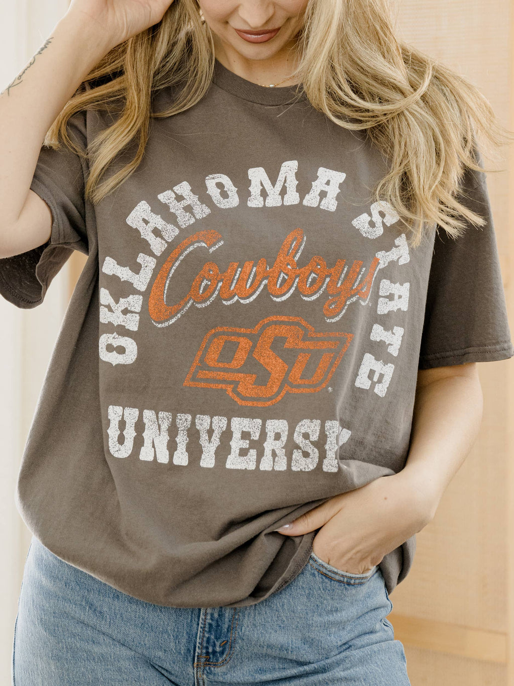 Oklahoma State Osu Cowboys Draft Charcoal Thrifted - Adult & Kids T-Shirts, Sweatshirts & Hoodies apparel design preview 1
