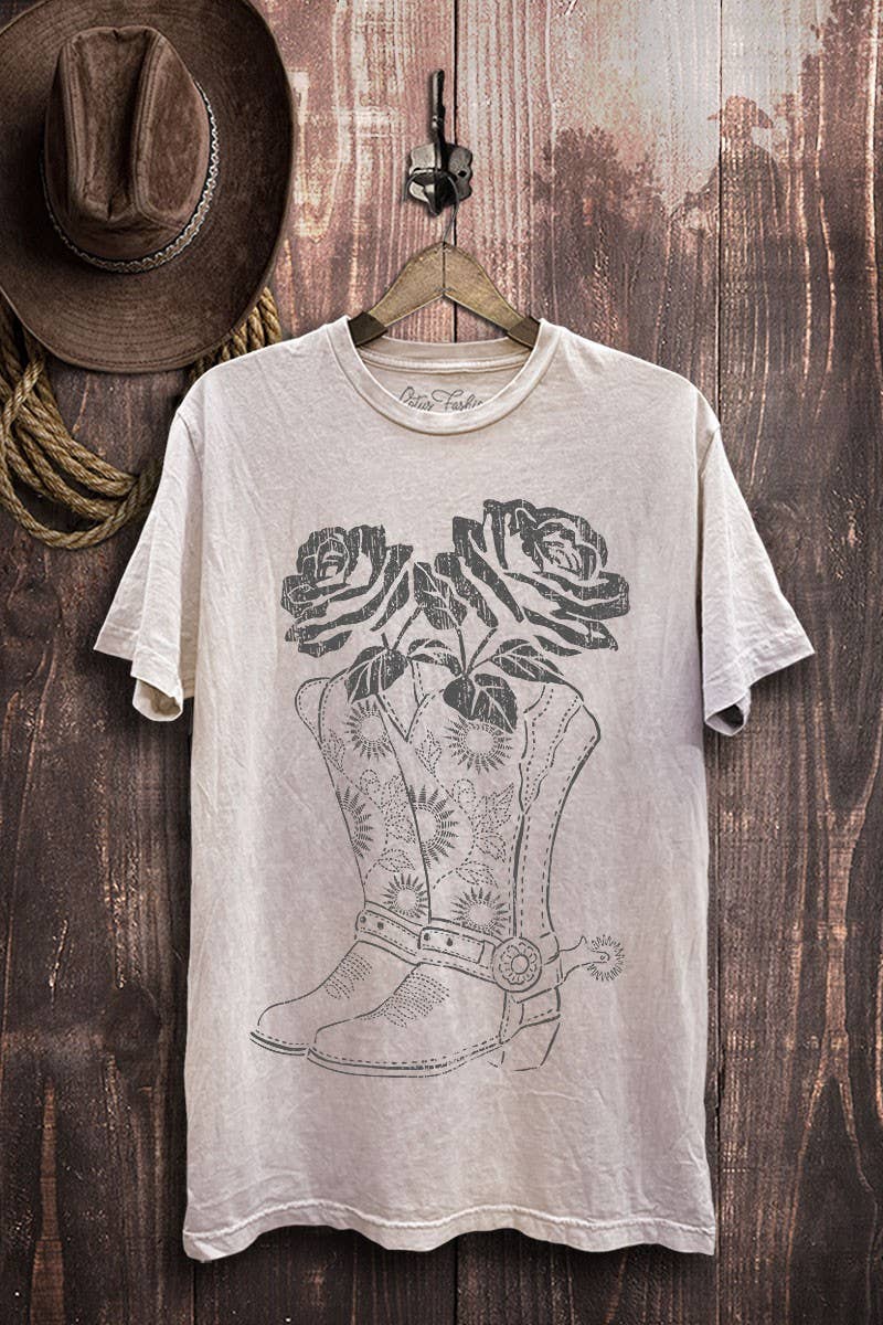 Boots Roses Graphic Top - Adult & Kids T-Shirts, Sweatshirts & Hoodies apparel design preview 1