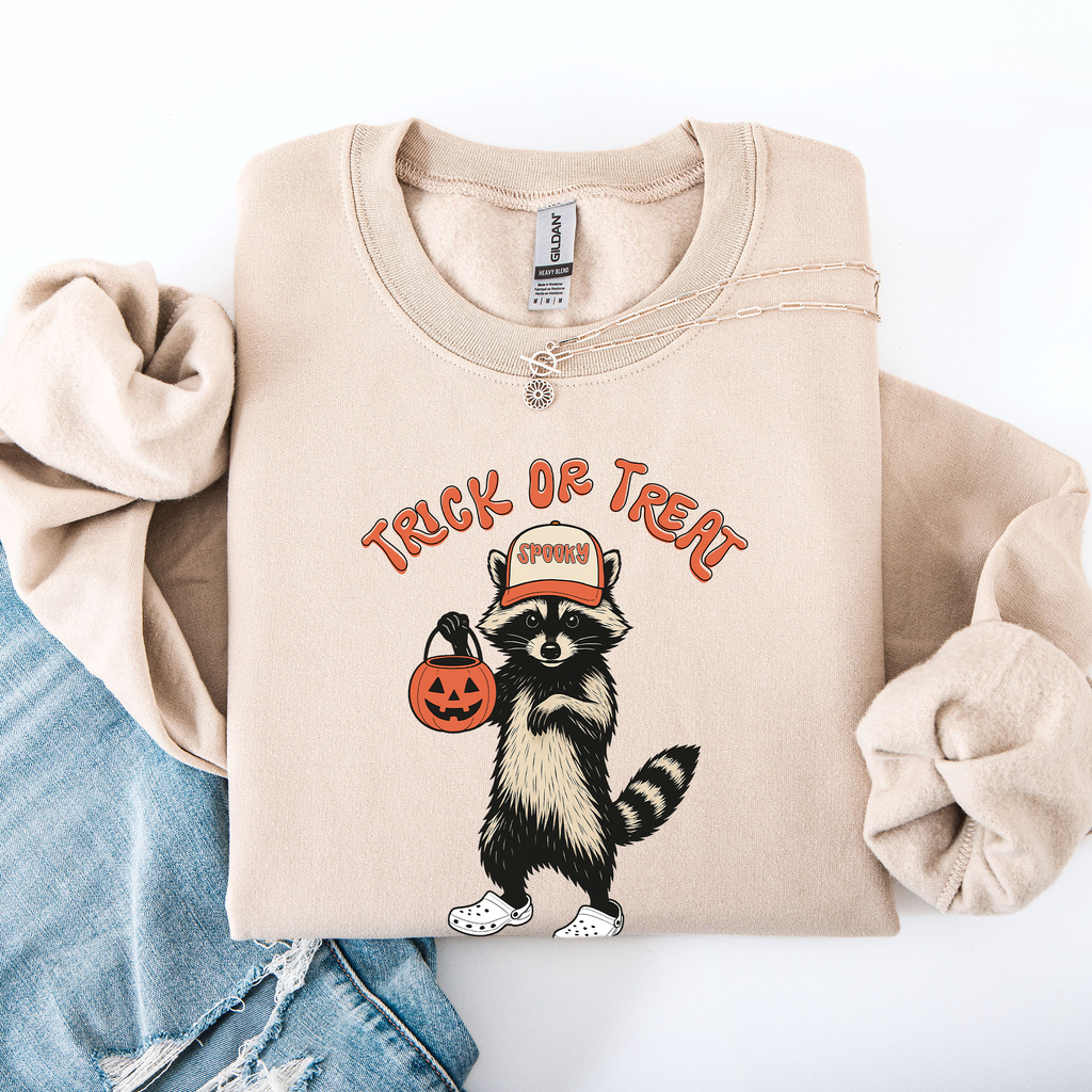 Raccoon, Trick or Treat, Cute, Halloween, Spooky - Adult & Kids T-Shirts, Sweatshirts & Hoodies apparel design preview 1