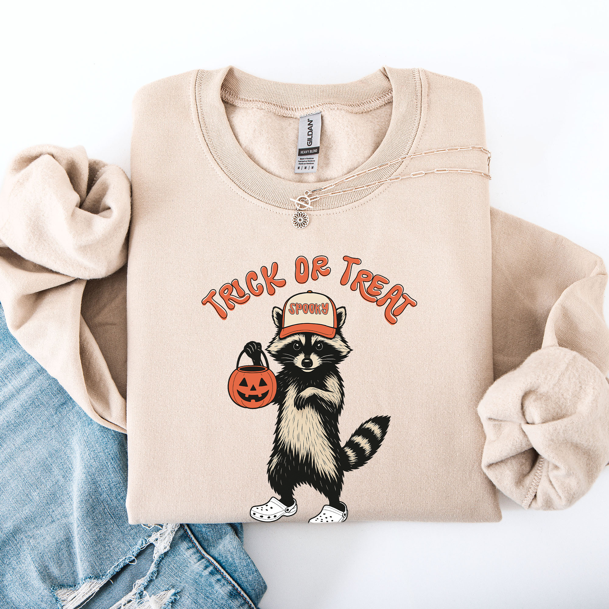 Raccoon, Trick or Treat, Cute, Halloween, Spooky - Adult & Kids T-Shirts, Sweatshirts & Hoodies apparel design preview 1