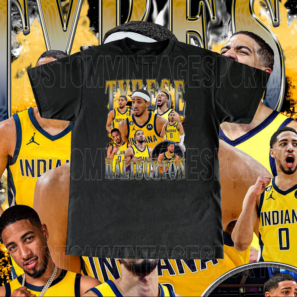 Tyrese Haliburton Vintage Indiana Basketball Fan - Adult & Kids T-Shirts, Sweatshirts & Hoodies apparel design preview 1