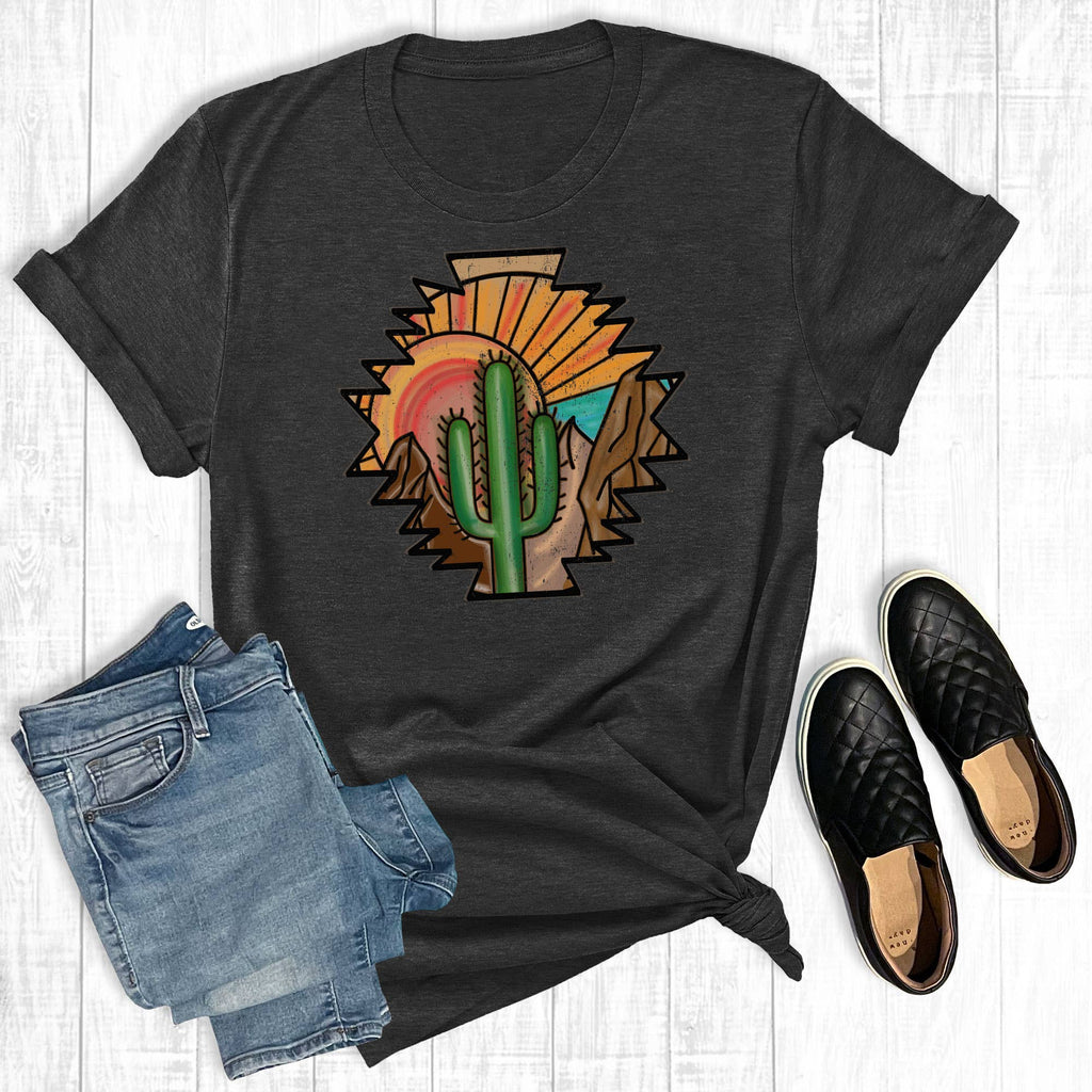 Cactus Aztec Charcoal - Adult & Kids T-Shirts, Sweatshirts & Hoodies apparel design preview 1